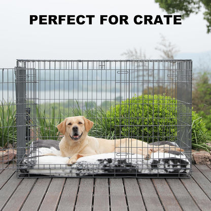 Bedfolks Waterproof Dog Crate Bed, Plush With Removable Washable Cover, Faux Fur Crate Pad for Medium Dogs, Fluffy Kennel 29"x21", Dark Grey