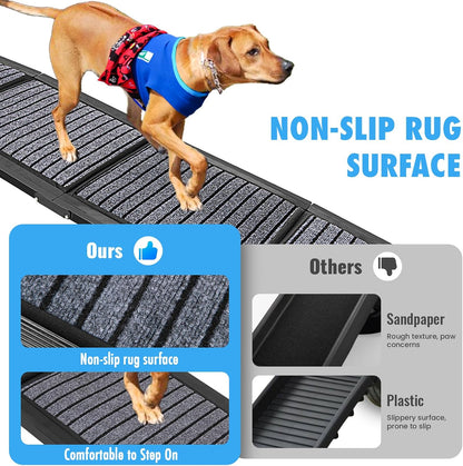 Folding Dog Ramp for Cars, 63"x17" Large Dog Ramp for SUV & Truck, Non-Slip Surface & Side Handle, Portable Pet Ramp