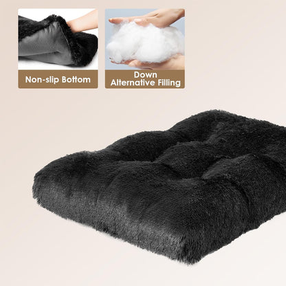EHEYCIGA Fluffy Dog Crate Bed for Medium Dogs, Plush Faux Fur Crate Pad, Calming Anti Anxiety Medium Dog Bed, Washable Soft Warm Crate Mat with Non-Slip Bottom