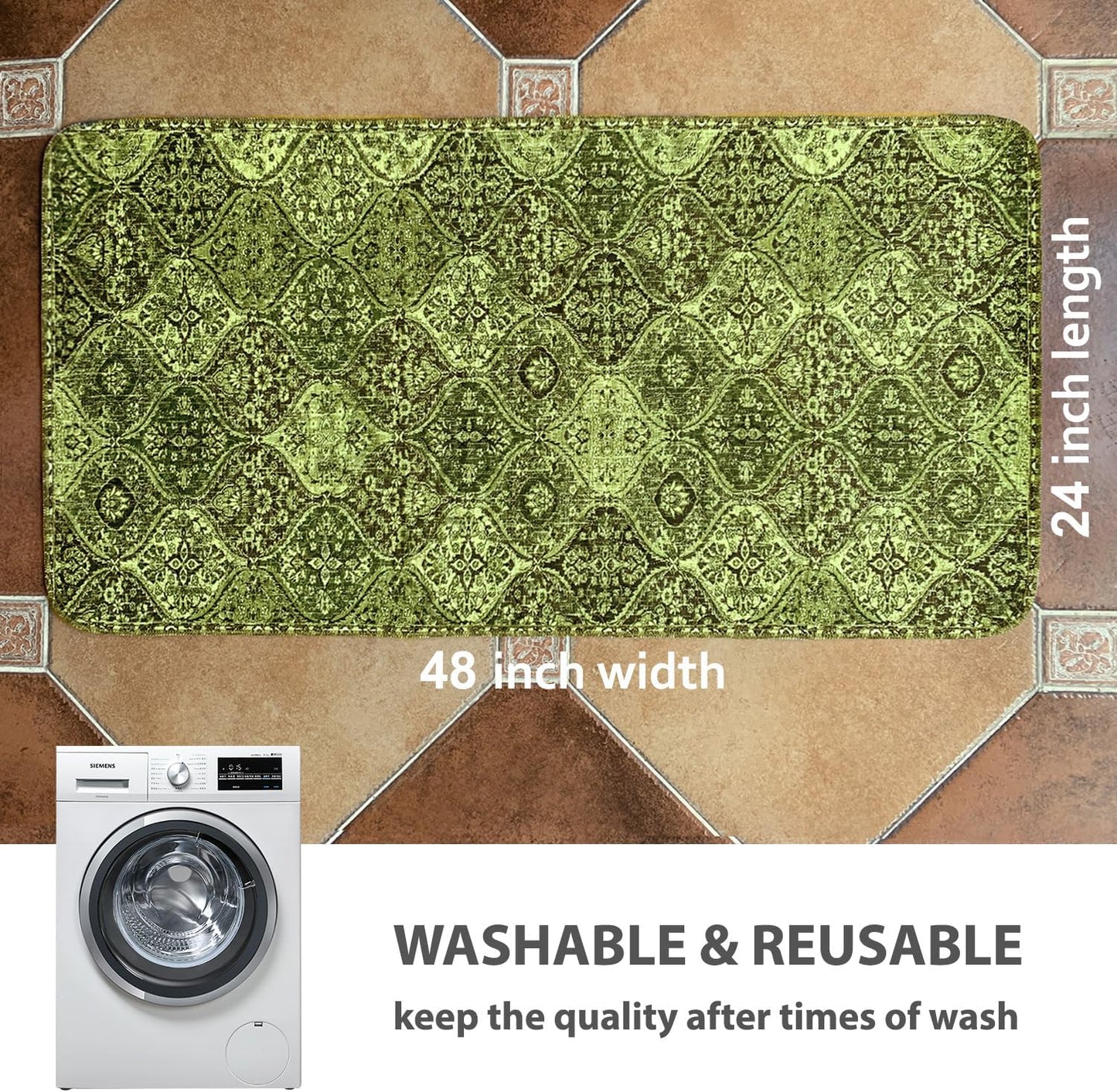 nunubaby Washable Pee Pads for Dogs, Stylish, Non-Slip and Leak-Proof Pee Pads. Reusable Potty Pads for Dogs for Crates and Floors.(Beige/Multi, 24" x48" )