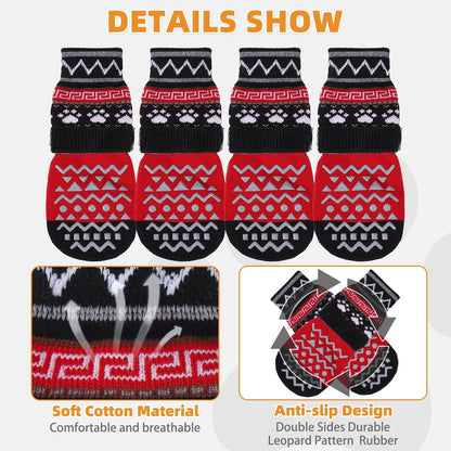 KOOLTAIL Dog Socks Shoes for Hot Pavement to Prevent Licking Paws, Winter Dog Boots&Paw Protector for Hardwood Floors Anti Slip,Traction Control Grip Booties for Small Medium Large Senior Dogs,Black M
