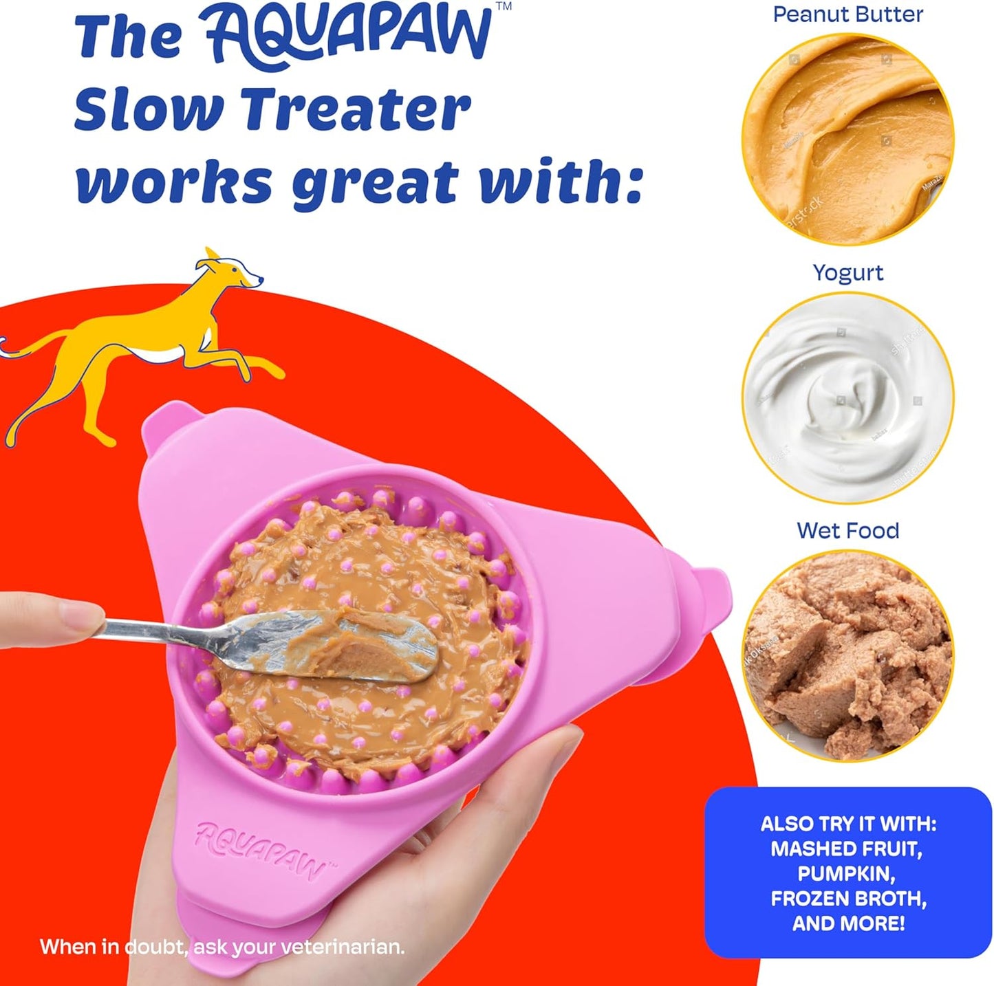 Aquapaw Lick Mat for Dogs 2-Pack, Suction Cup Dog Slow Feeder Pad & Licking Mat for Peanut Butter Treats – Calming Dog Bathing Aid, Stress Relief & Mental Stimulation for All Breeds - Pink