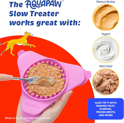 Aquapaw Lick Mat for Dogs 2-Pack, Suction Cup Dog Slow Feeder Pad & Licking Mat for Peanut Butter Treats – Calming Dog Bathing Aid, Stress Relief & Mental Stimulation for All Breeds - Pink