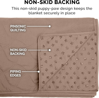 FurHaven Waterproof Blanket & Furniture Protector Cover with Non-Slip Backing, Machine Washable, Jumbo/King, Quilted Twill, Gray