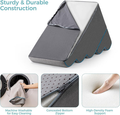 Dog Stairs, Steps and Ramp for High Bed & Sofa, 13-24" H Detachable Pet Stairs for Small Medium Dogs, Sturdy 40D Foam, Non-Slip, Washable Cover with Lint Roller, Grey