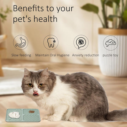 Lick Mat for Dogs(2pcs, Large, 7.9") Easy Clean Silicone Licking Pad Slow Feeder for Pets Cats with Suction Cups, Enrichment Accessories Anxiety Boredom Relief, Keep Them Busy for Bathing