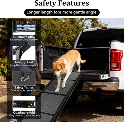 67" x 20" Dog Ramp for Car, Folding Pet Stair Ramps for Truck, SUV, Portable Pet Steps Load-Bearing 200LBS with Non-Slip Surface