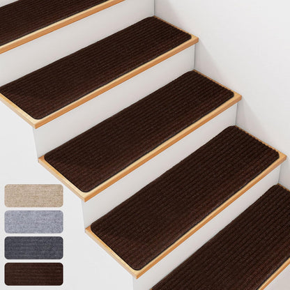 Extra Wide Non Slip Stair Treads for Wooden Steps – 15 Pack 9" x36'' Extra Wide Carpet Runners with Reusable Adhesive, Step Pads for Dogs, Kids, Seniors, Machine Washable – Geige