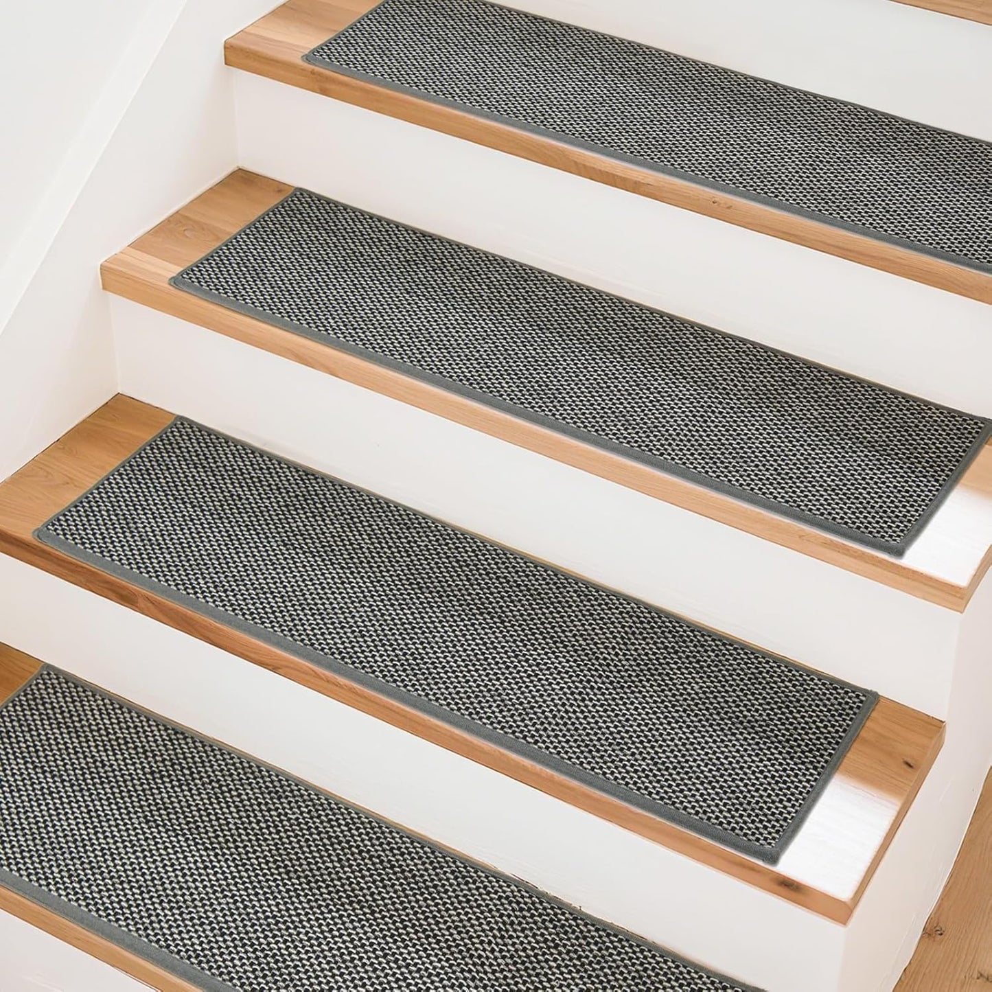 Art3d Stair Treads for Wooden Steps 15Pcs, 8" X 30" X 0.3" Non Slip Stair Runner Rugs with Reusable Adhesive for Elders Kids and Dogs, Washable Peel and Stick Stair Treads Carpet, Gray