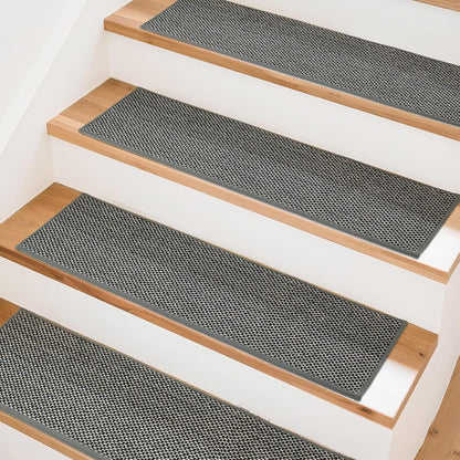 Art3d Stair Treads for Wooden Steps 15Pcs, 8" X 30" X 0.3" Non Slip Stair Runner Rugs with Reusable Adhesive for Elders Kids and Dogs, Washable Peel and Stick Stair Treads Carpet, Gray