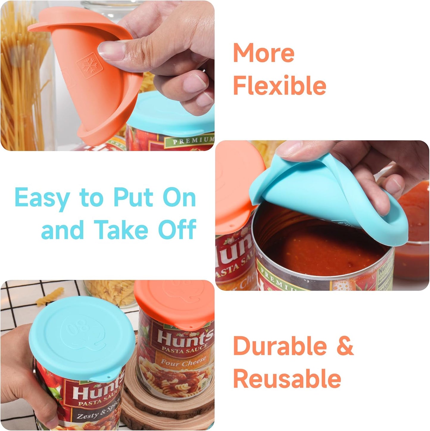 2PCs 3.0-inch Silicone Can Lids for Chef Boyardee | Van Camp's | Goya | Bush's Best | Farmer's Market Can, Can Cover for Canned Goods, Soup Can Cap, Fit Most Standard Size, Dishwasher Safe (Lids ONLY)