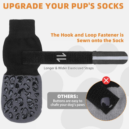 KOOLTAIL Dog Socks Shoes for Hot Pavement to Prevent Licking Paws, Winter Dog Boots&Paw Protector for Hardwood Floors Anti Slip,Traction Control Grip Booties for Small Medium Large Senior Dogs,Black M