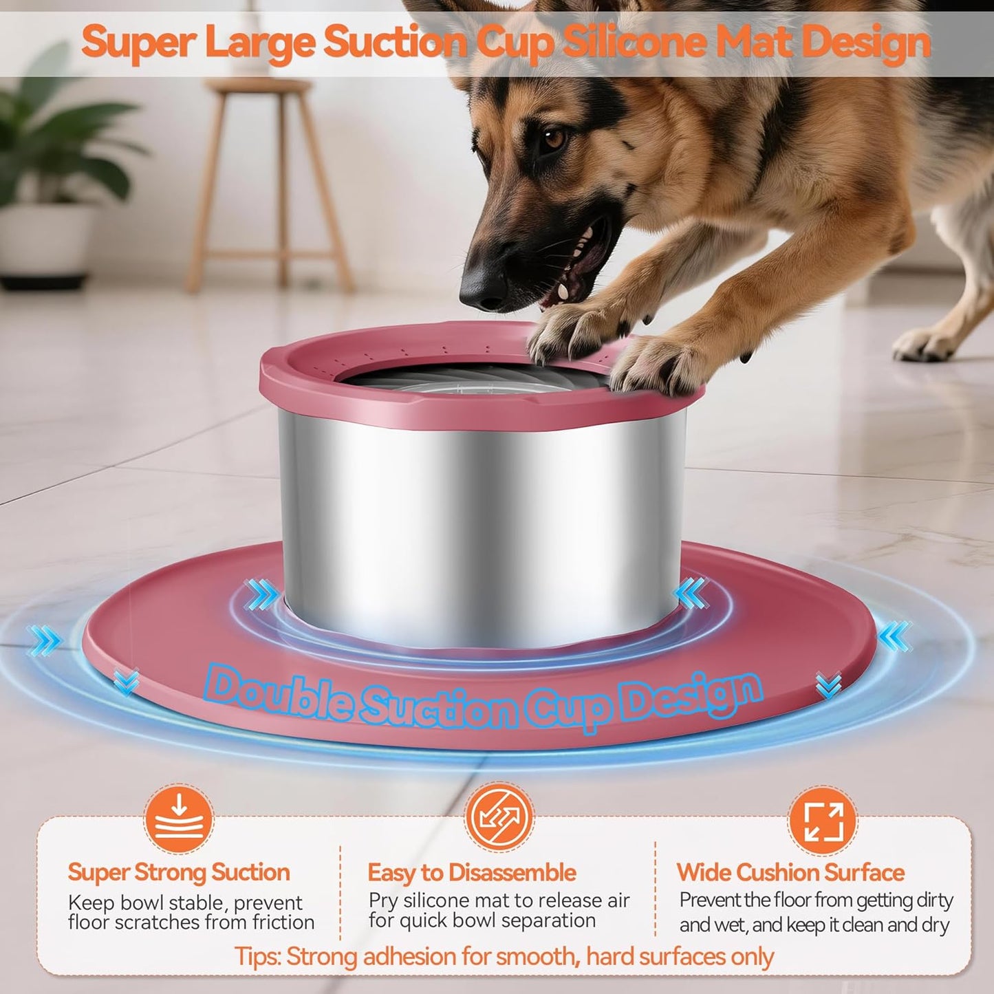 Decflow 12L No Spill Dog Water Bowl for Large Dogs, Stainless Steel Spill Proof Bowls with Suction Cup Anti-Skid Mat, Slow Drinking Feeder for Messy Drinkers, Heavy Duty Pet Bowls for Indoor/Outdoor