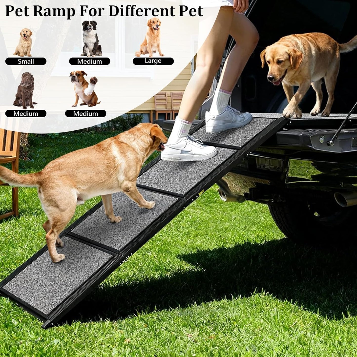 67" x 20" Dog Ramp for Car, Folding Pet Stair Ramps for Truck, SUV, Portable Pet Steps Load-Bearing 200LBS with Non-Slip Surface