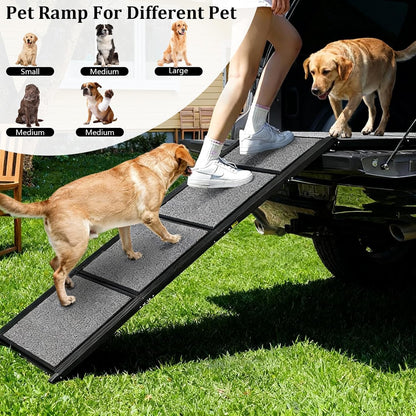 67" x 20" Dog Ramp for Car, Folding Pet Stair Ramps for Truck, SUV, Portable Pet Steps Load-Bearing 200LBS with Non-Slip Surface