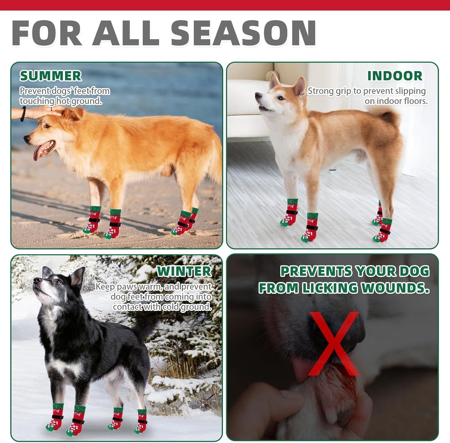 KOOLTAIL Dog Socks Shoes for Hot Pavement to Prevent Licking Paws, Winter Dog Boots&Paw Protector for Hardwood Floors Anti Slip,Traction Control Grip Booties for Small Medium Large Senior Dogs,Black M