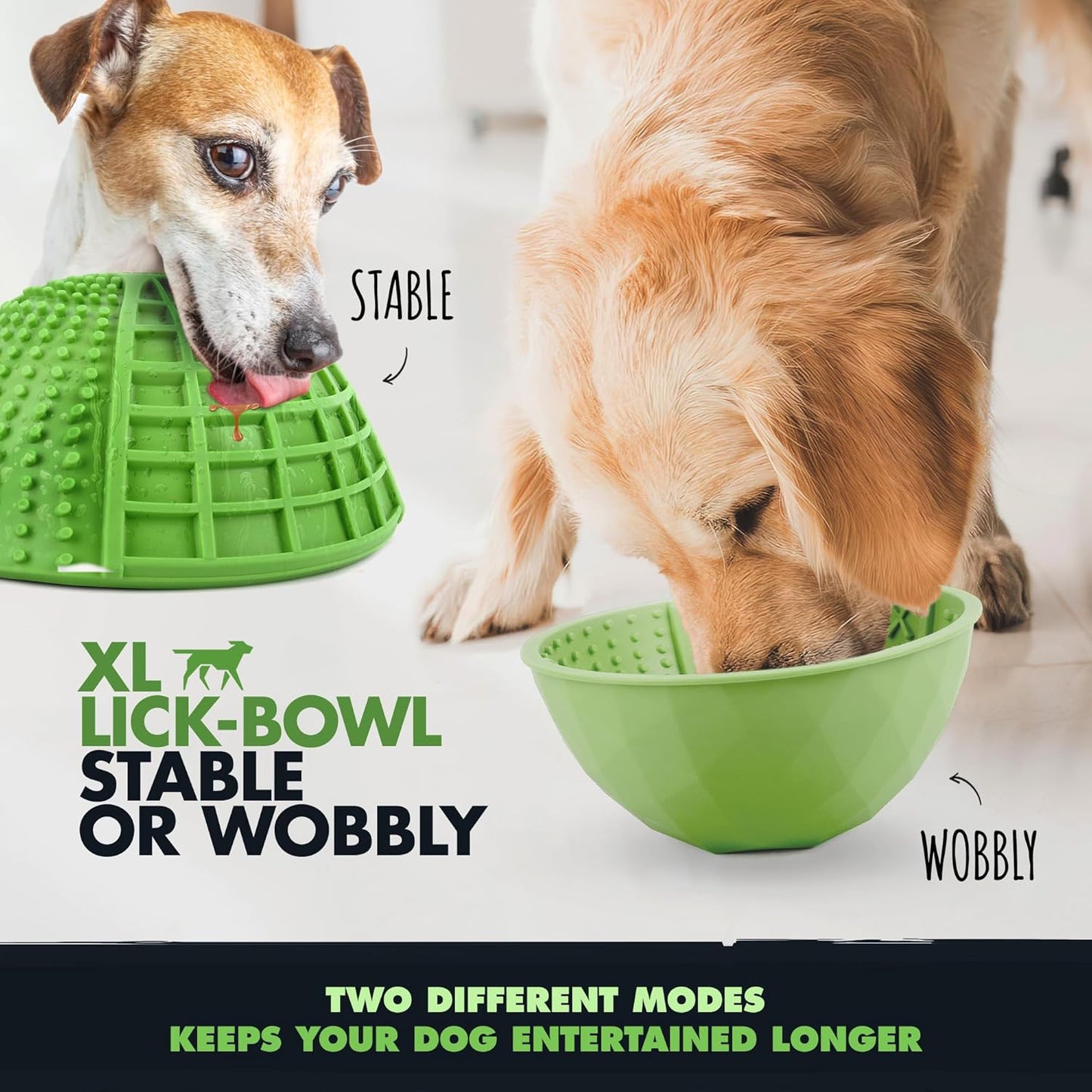 Tuff Pupper XL Dog Lick Bowl | Thick Silicone Lick Mat | Long Lasting 4 Texture | Large Slow Feeder Bowl | Calms Anxiety & Boredom | Stable & Wobble Mode | Easy Clean Dishwasher Safe | NOT for Chewing