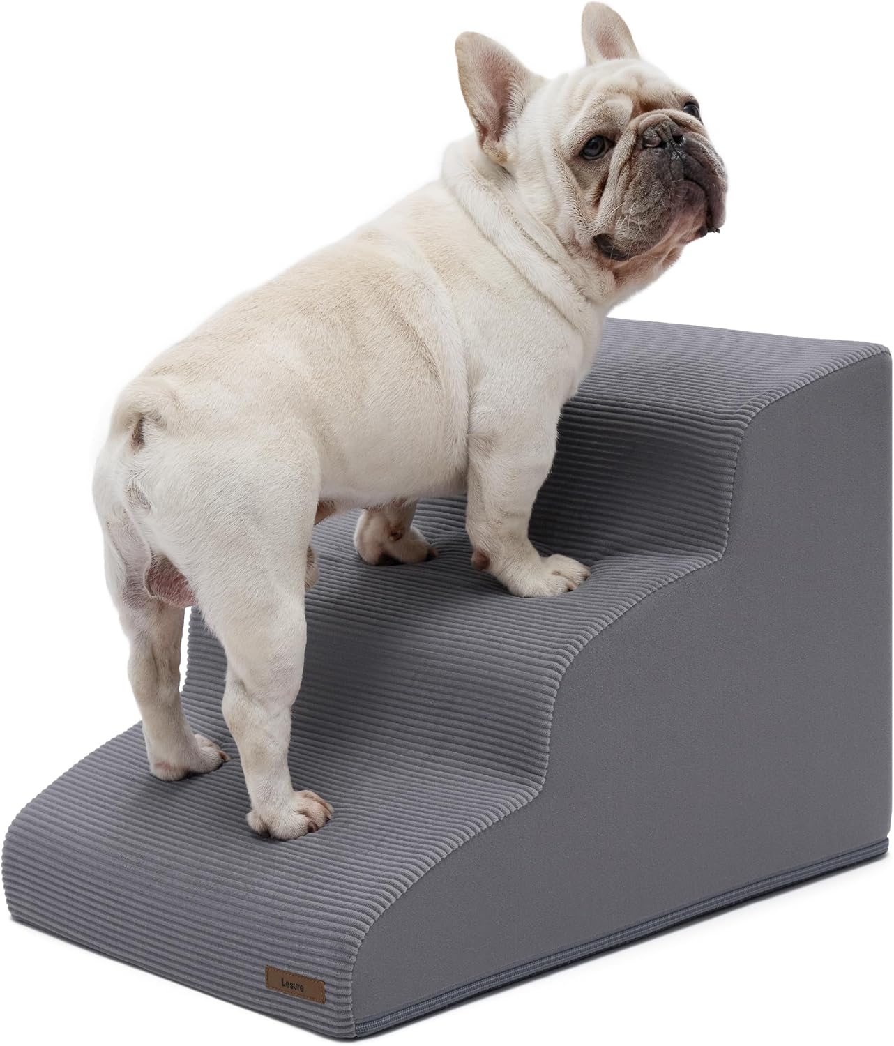 LE SURE Dog Stairs for Small Dogs Pet Steps Ramp for High Bed and Couch with CertiPUR-US Certified Foam with Non-Slip Bottom, Beige, 4 Steps