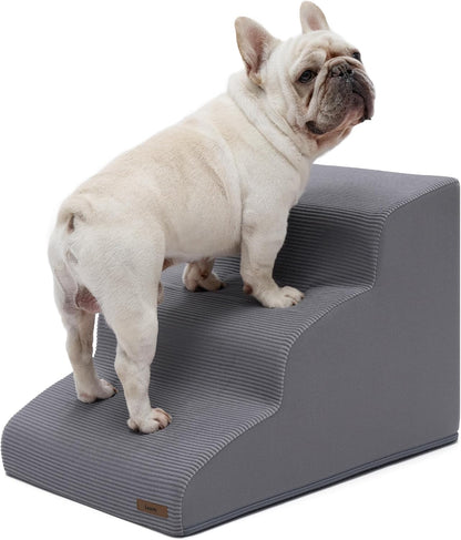 LE SURE Dog Stairs for Small Dogs Pet Steps Ramp for High Bed and Couch with CertiPUR-US Certified Foam with Non-Slip Bottom, Beige, 4 Steps