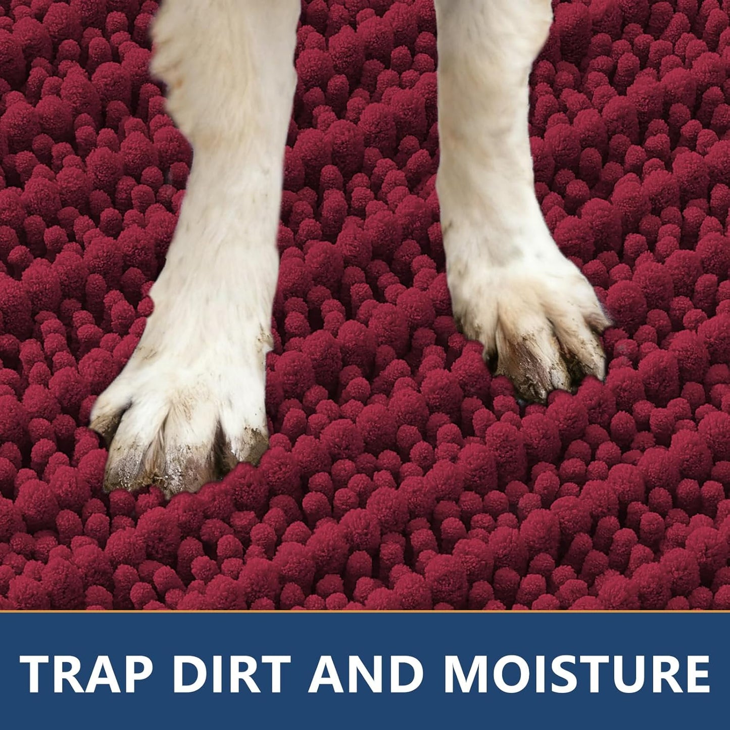 Smiry Dog Door Mat for Muddy Paws 30x20, Extra Soft Absorbent Chenille Doormat, Trap Moisture and Dirt, Non-Slip Machine Washable Front Door Mat for Indoor Entrance Inside Floor, Grey