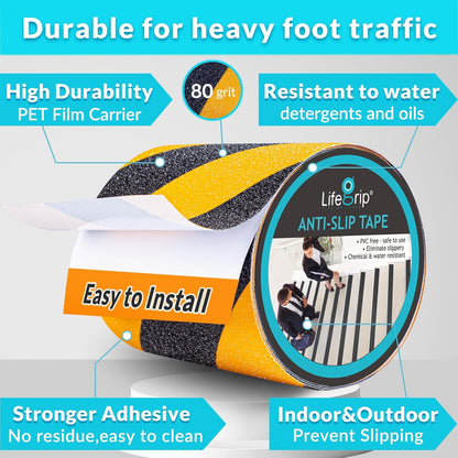 LifeGrip Anti Slip Transparent Anti Slip Tape, 4 inch by 30 feet, Non-Slip Traction Grip Tape to Tubs, Boats, Stairs, Clear, Soft, Comfortable for Bare feet (4" X 30')