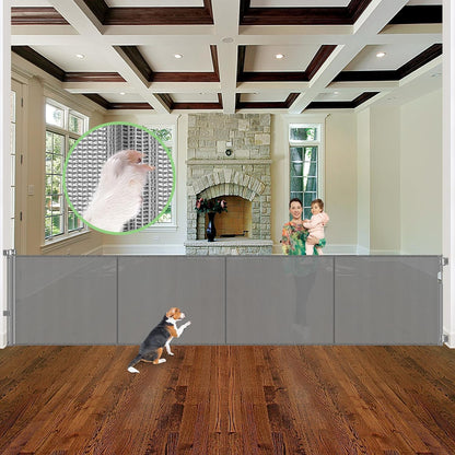 96 Inch Wide Reinforced Retractable Baby Gate with Support Rods, Extra Long Dog Gate Retractable Gate Outdoor Gates for Decks, Prevent Crawling Under Extra Long Baby Gates for Large Openings, Black