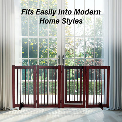 Dog Gate Indoor, Pet Gates for Doorways No Drilling, Freestanding Dog Gates, Foldable Pet Gate, Wooden Gates for Dogs Indoor- 4 Panel - 30" (Espresso, 4 Panel - 30")