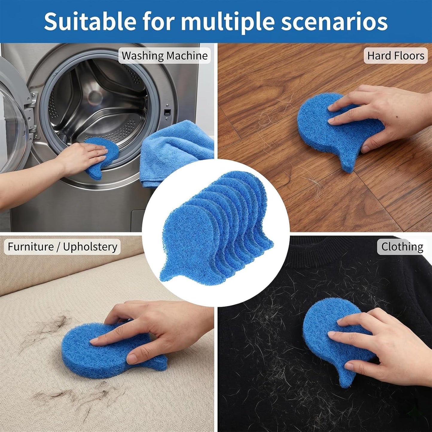 Pet Hair Remover for Laundry, 6 Pcs Reusable Catcher Effectively Removes Pet Hair, Dog & Cat Hairs Remover Tool for Washing Machines, Lint and Dander from Bedding Clothing