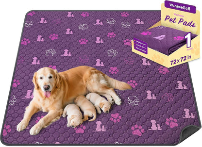 WanpeeGoo Washable Pee Pads for Dogs, 4 Pack Absorbent Reusable Training Dog Pads Pet Puppy Pads, Non-Slip Potty Pads for Whelping, Playpen, Crate, Bed, Grey 18"x24"
