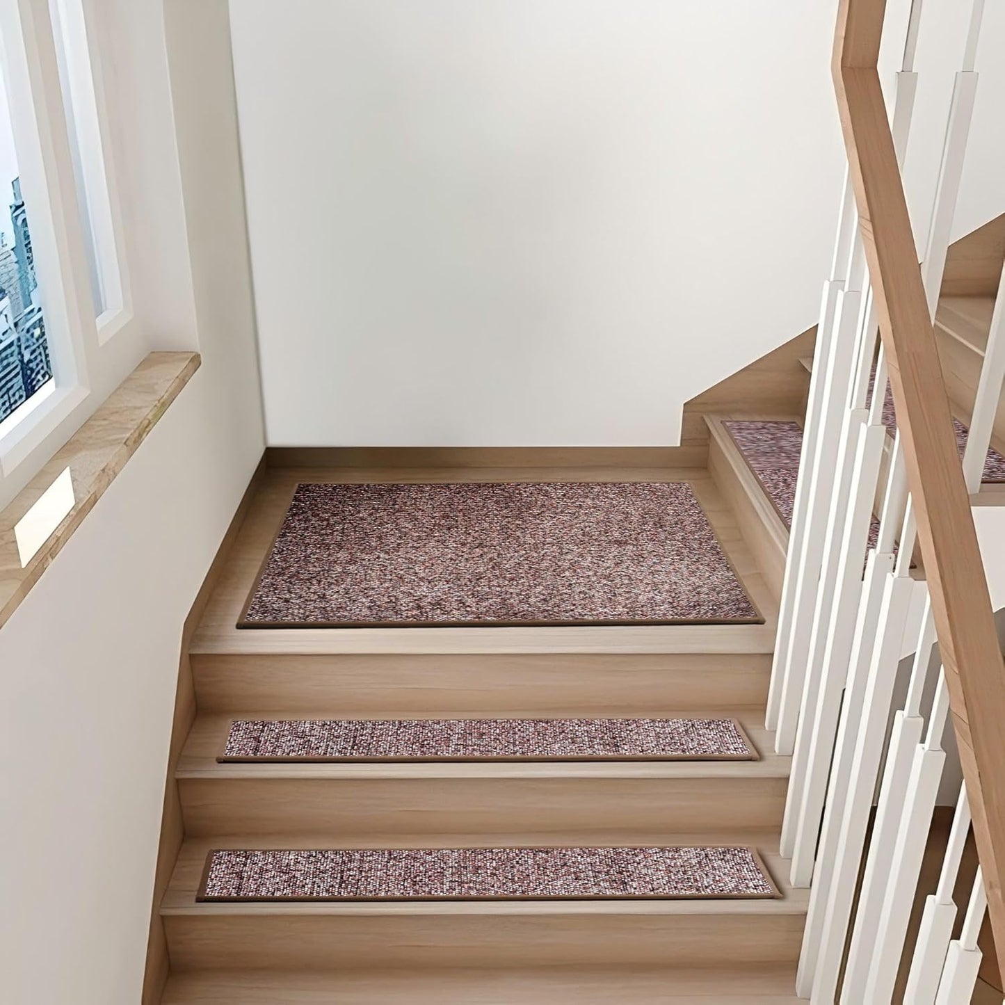 Non-Slip Stair Treads for Wooden Steps 15pcs,8"x30" Stair Carpet Treads for Indoor Use,Peel and Stick Stair Runners,Washable Reusable Adhesive Backing,Pet-Friendly Stair Capet for Kids,Elders,Dogs