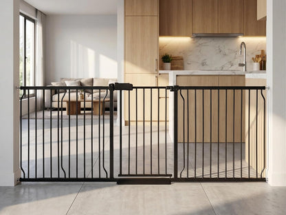 24-29 Inch Narrow Baby Gate, Pressure Mounted No Drilling Dog Gate for Stairs & Doorways, White Metal Safety Gate Indoor for Kids and Pets