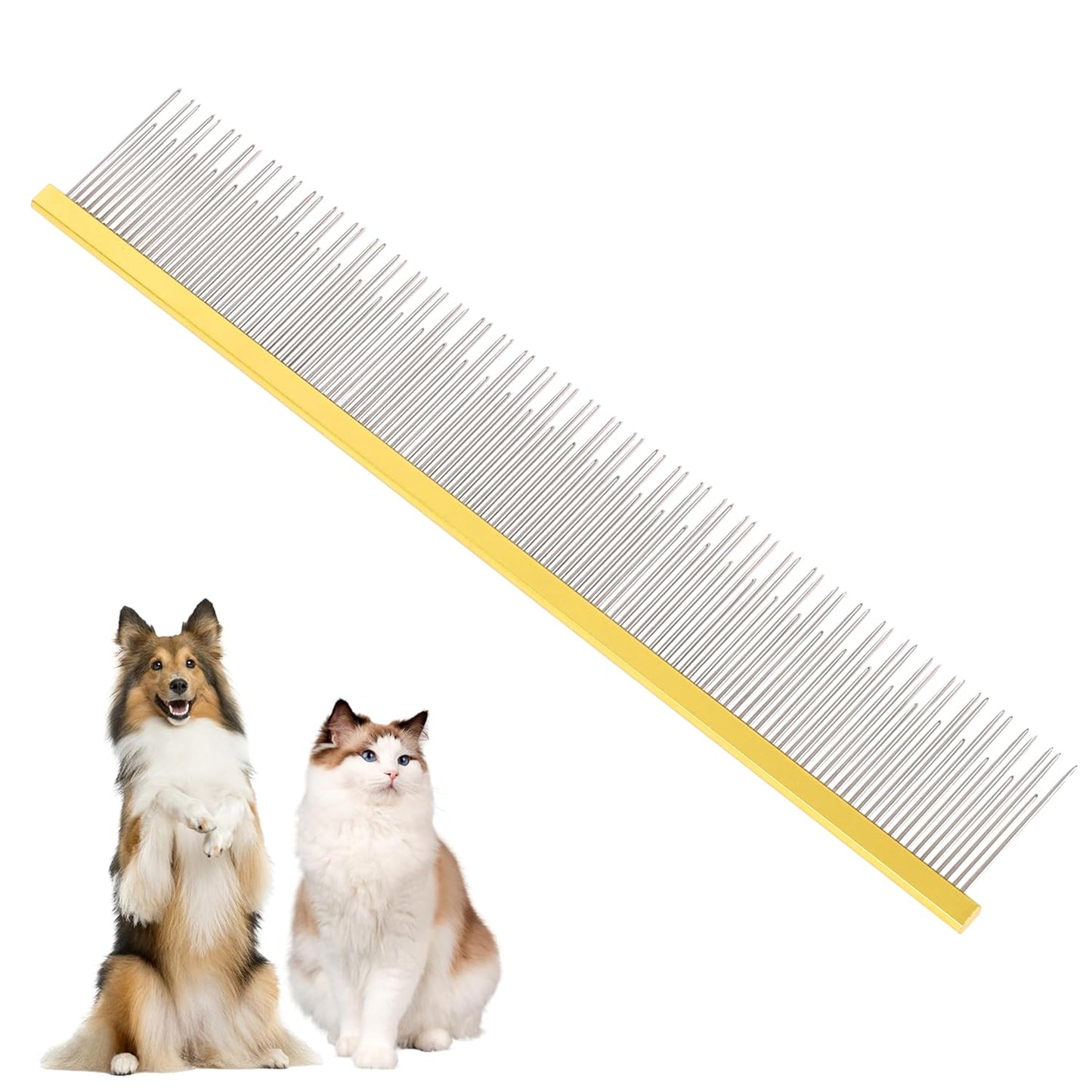 8.5 Inch Dual Tooth Pet Comb for Mats and Tangles,Poratable Grooming Dematting Comb for Indoor Long-haired Cats and Dogs,Pet Family Supplies,Removing Tangles,Knots,Undercoat and Excess Hair
