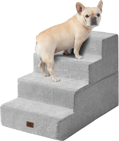 EHEYCIGA Dog Stairs for High Bed 22.5" H, 5-Step Dog Steps for Bed, Pet Steps for Small Dogs and Cats, Non-Slip Balanced Pet Ramp Indoor, Grey