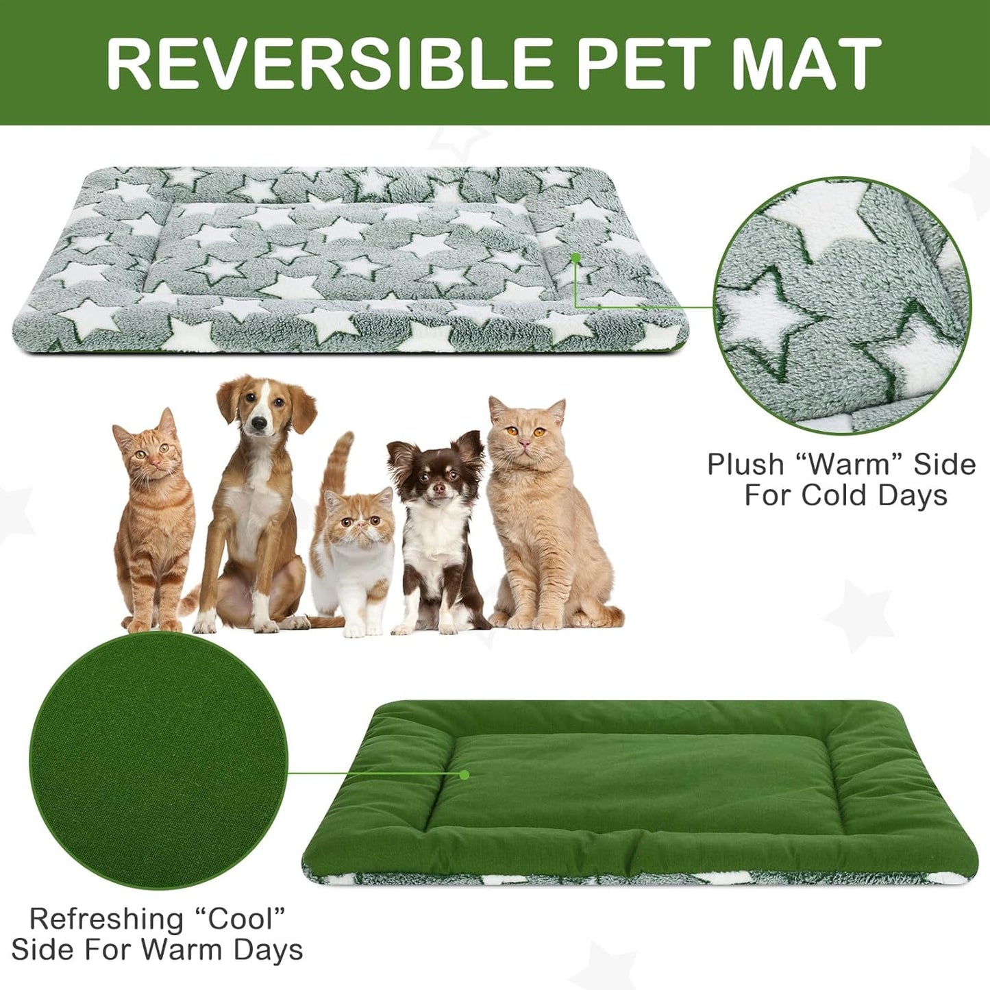 VitalCozy 4 Pcs Dog Crate Pads, Ultra Soft Warm Washable Anti-Slip Kennel Bed Mat for Pets, Reversible, Replaceable, Cage Liner for Small Medium Large Dogs and Cats (18 x 24 x 1.6 Inch,Star,Gray)