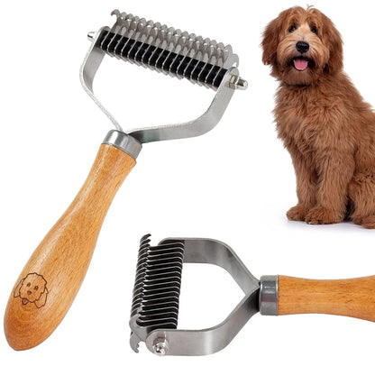 Dog Dematting Brush & Rake, Detangler Brush for Dogs, Comb Tool for Grooming, Best for Doodles, Poodles, Goldendoodles, Cats & Other Pets, Matted Fur Removal On Undercoat [We Love Doodles]