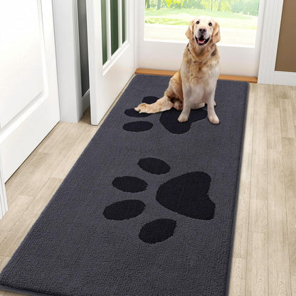 Smiry Dog Door Mat for Muddy Paws, Absorbs Moisture and Dirt, Low-Profile Entryway Mat with Non-Slip Backing, Entry Indoor Outdoor Doormat for Inside Floor (30x20 Inches, Grey, Striped)