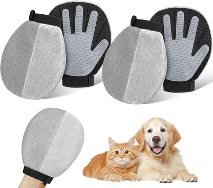 Pawaboo 2-in-1 Pet Hair Removal Glove – Reusable Electrostatic & Silicone Grooming Mitt for Dogs, Cats, Carpet, Couch, Car Seats & Clothing, Dual-Side Gentle Deshedding Tool, Easy to Clean