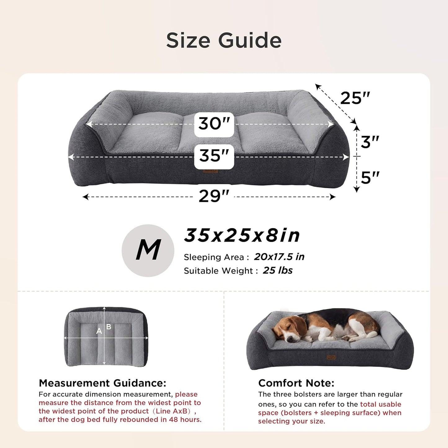 Bedsure SupportMax™ XL Pro Orthopedic Dog Beds Large Sized Dog - Extra Thick Supportive Dogs Couch with Waterproof Washable Cover, Extra Large Comfort Pet Sofa with Sherpa & Nonskid Bottom, Grey, 45"