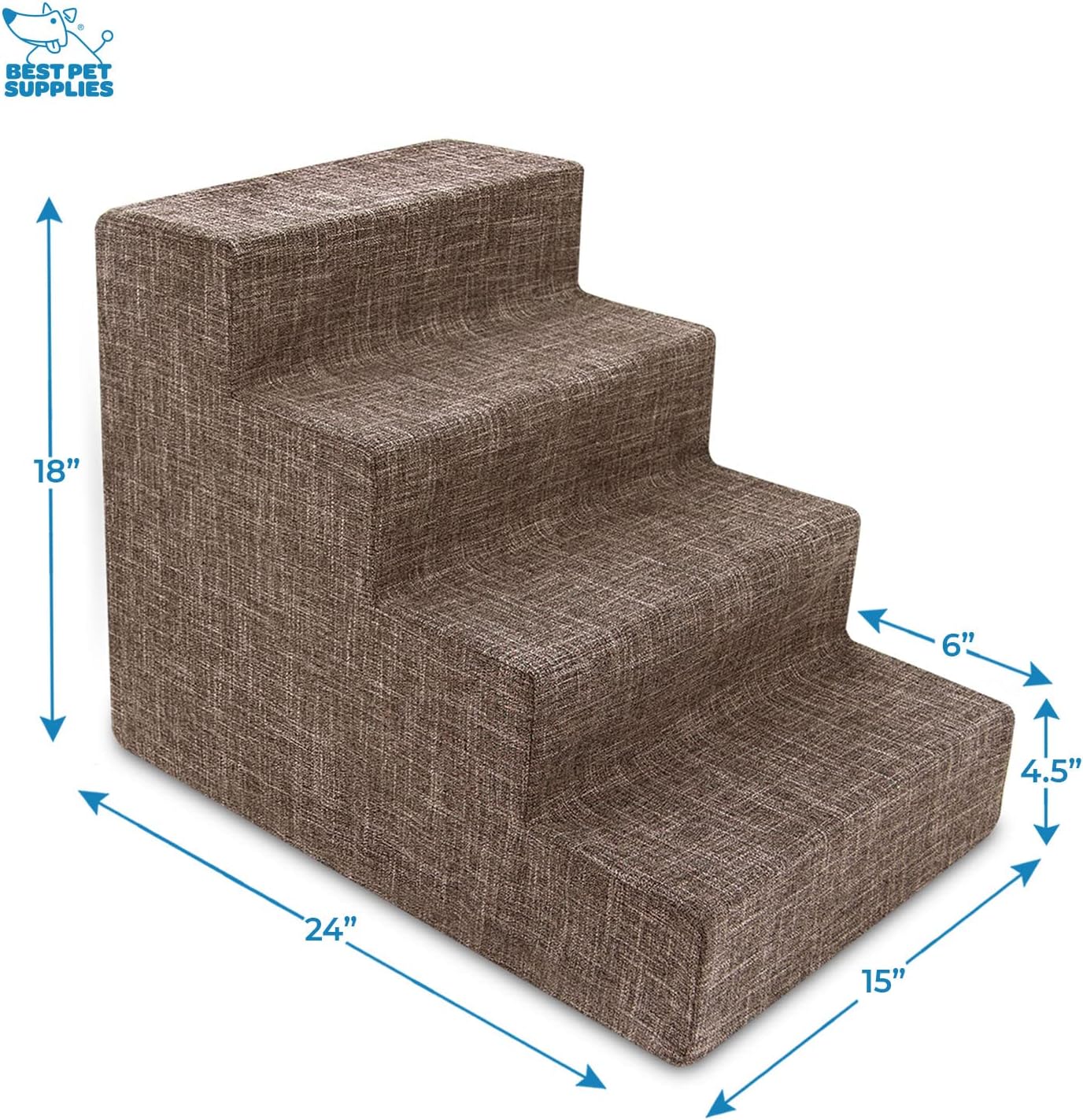 Best Pet Supplies Dog Stairs & Steps - Foam Steps for Small Dogs & Cats, Non-Slip Indoor Balanced Pet Step Support, Dog Ramp, No Assembly, Pale Teal, 3-Step (13.5-inch Height)