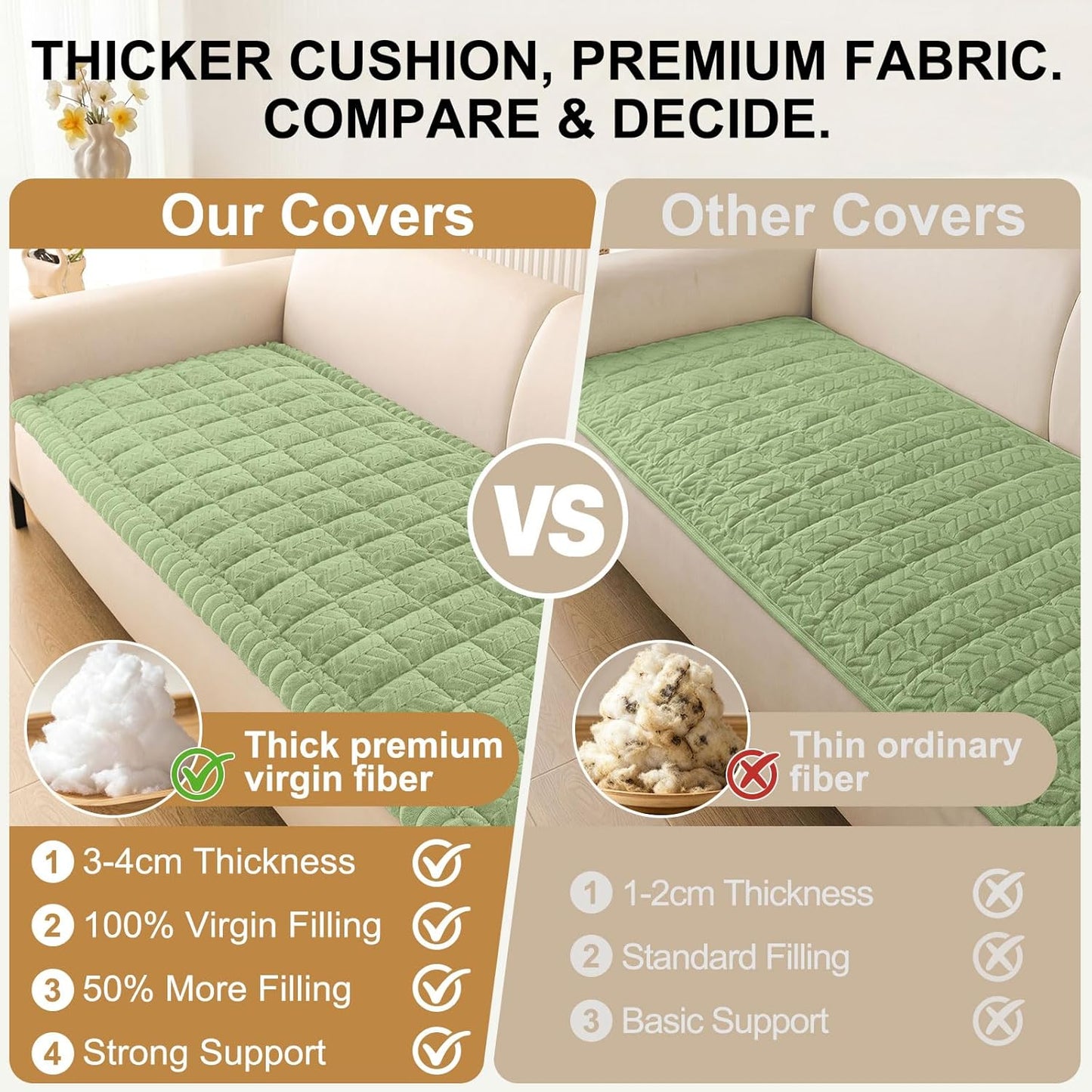 Smiry Non Slip Couch Covers for Dogs, Fuzzy Pet Couch Covers for 2-3 Cushion Sofa Pet Friendly, Soft Sofa Slipcovers Cushion Furniture Protector Washable (Beige, 27.6" x 59")