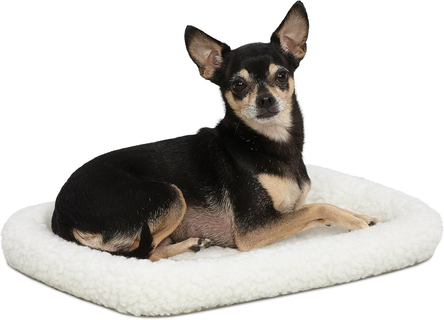 MidWest Homes for Pets QuietTime Dog Bed - White Fleece Bolster, Ultra-Soft and Machine Washable, Fits 24-Inch Crates and Carriers, for Small Breed Dogs
