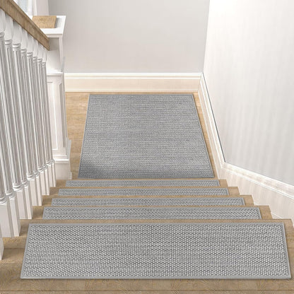 FlowaFoli Stair Treads for Wooden Steps Indoor,8" X 30" (15 in Pack) Stair Treads Non Slip, Machine Washable for Kids Elders and Pets,Beige