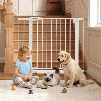 Baby Gate for Stairs, 29.7-40.6" Auto Close Dog Gate Indoor for Doorways, Dual-Lock Design, Adjustable Pet Gate No Drilling with Walk Thru Door for Hallways, Stroller Friendly, Black