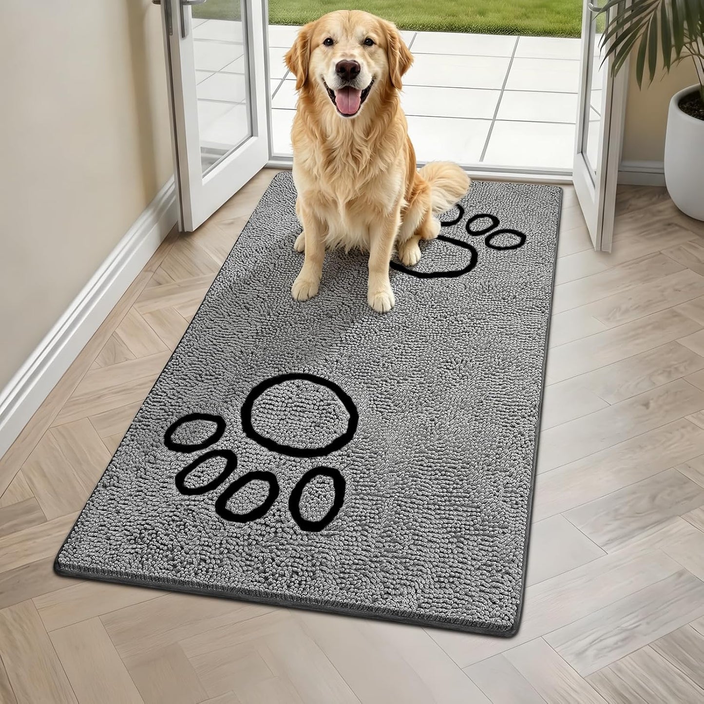 Bcoimo Super Absorbent Dog Door Mat, 30"*20" Anti Slip Mat for Muddy Paws, Pet Rugs for Dirty Paws Washable that Absorbs Moisture and Dirt, for Dog Cage and Pet Resting Carpet