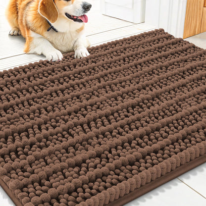Smiry Dog Door Mat for Muddy Paws 30x20, Extra Soft Absorbent Chenille Doormat, Trap Moisture and Dirt, Non-Slip Machine Washable Front Door Mat for Indoor Entrance Inside Floor, Grey