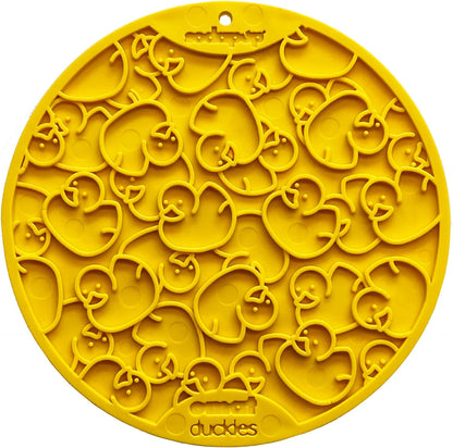 SodaPup Duckies eMat – Durable Lick Mat Feeder with Suction Cups Made in USA from Non-Toxic, Pet-Safe, Food Safe Rubber for Mental Stimulation, Digestive Health, Avoid Overfeeding, Calming, More