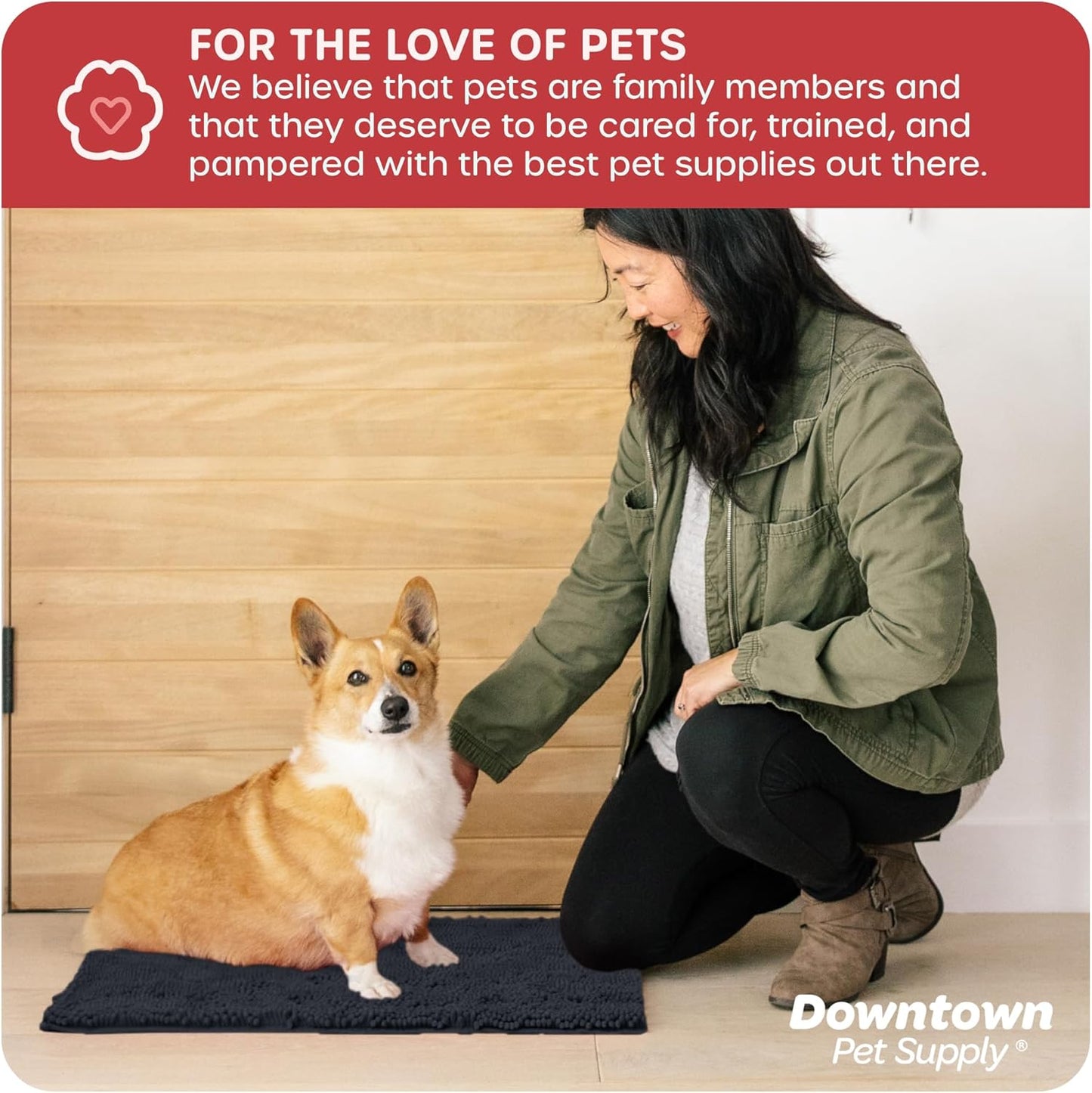 My Doggy Place Dog Mud Mat, 36"x26" Ash – Thick Microfiber Entry Rug for Snow, Mud & Salt – Absorbent, Quick-Dry, Washer-Safe & Non-Slip, Large