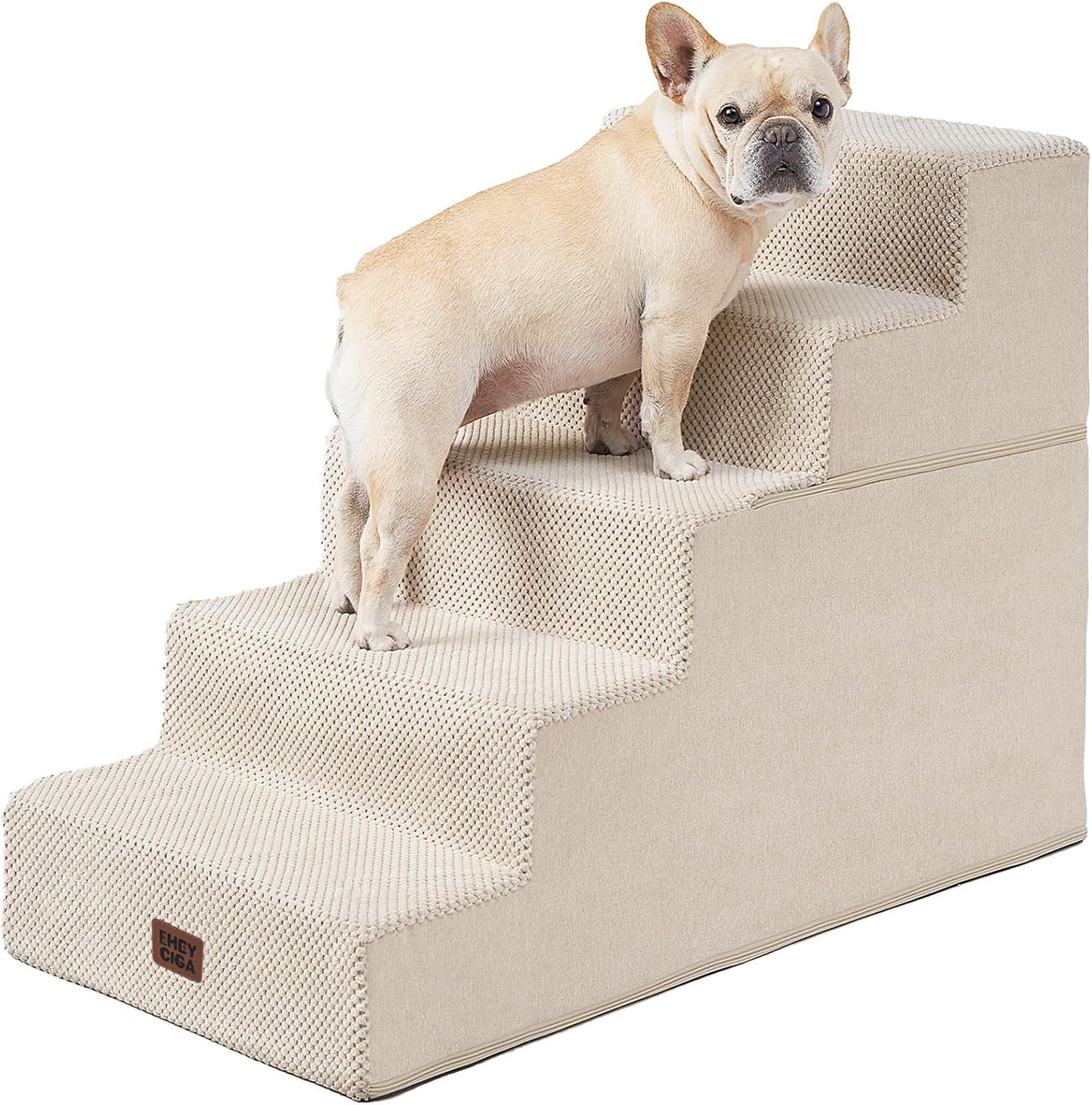 EHEYCIGA Dog Stairs for High Bed 22.5" H, 5-Step Dog Steps for Bed, Pet Steps for Small Dogs and Cats, Non-Slip Balanced Pet Ramp Indoor, Grey