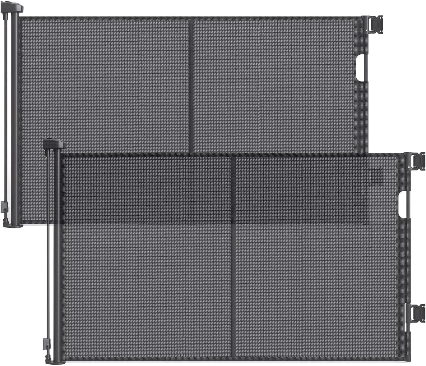 96 Inch Wide Reinforced Retractable Baby Gate with Support Rods, Extra Long Dog Gate Retractable Gate Outdoor Gates for Decks, Prevent Crawling Under Extra Long Baby Gates for Large Openings, Black