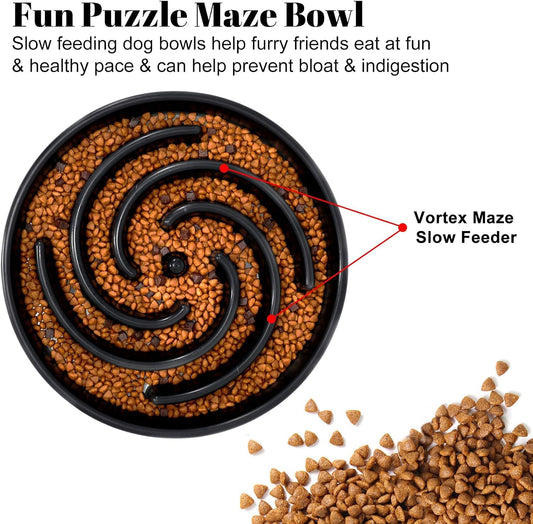 Slow Feeder Maze Puzzle Bowl - Large Dog Non Slip Interactive Food Dishes - Bloat Stop, Choking Prevention - Pink